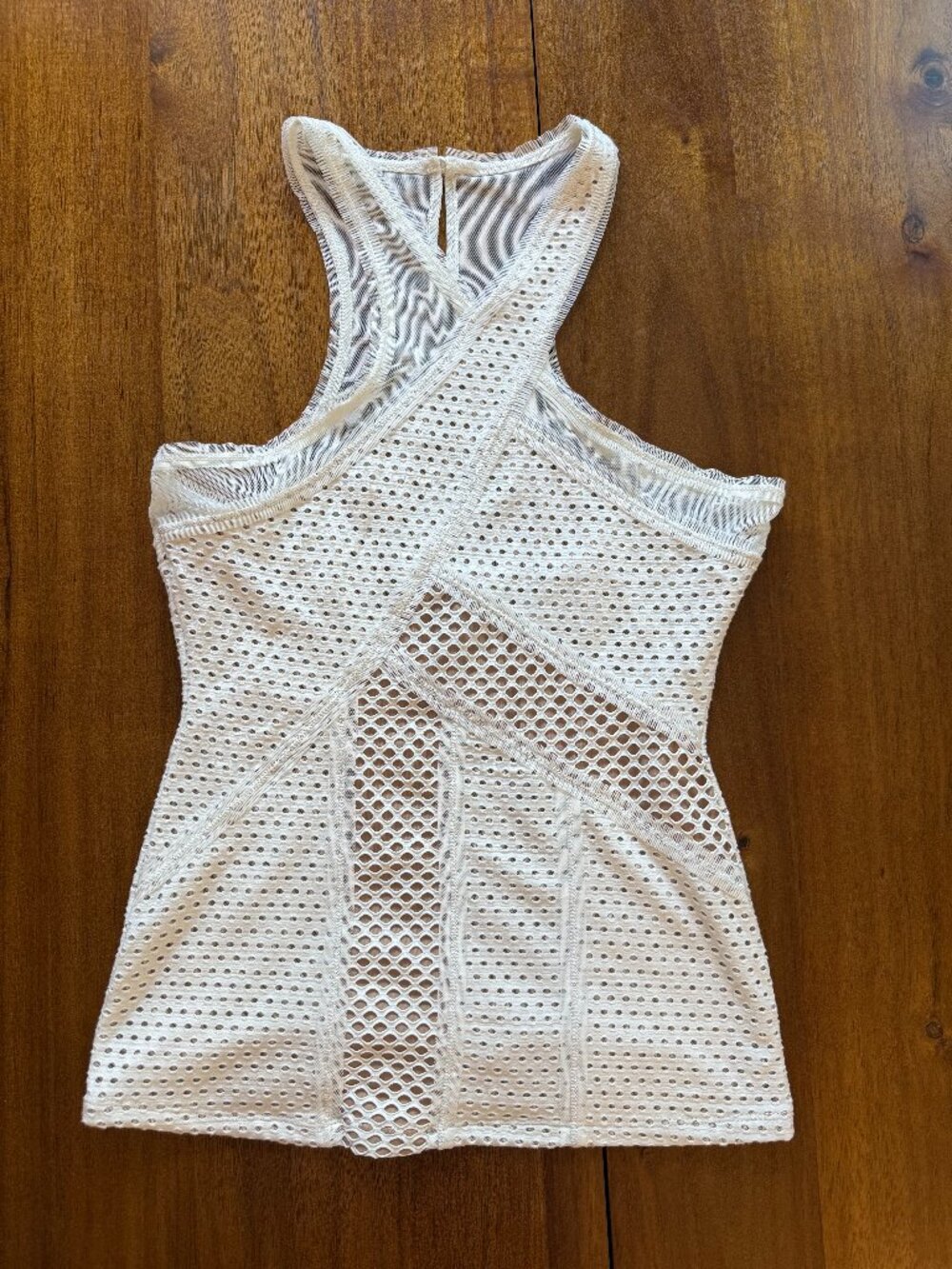 BCBGMAXAZRIA White Mesh Halter Top Size XS